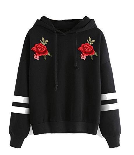 Damen Sweatshirt Rosenstickerei Eveloria