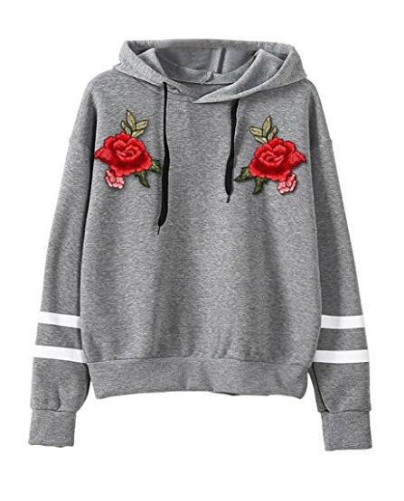Damen Sweatshirt Rosenstickerei Eveloria