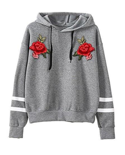 Damen Sweatshirt Rosenstickerei Eveloria