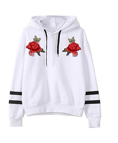 Damen Sweatshirt Rosenstickerei Eveloria