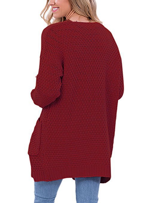 Damen Strickjacke Strukturiertes Muster Praktische Taschen Grau