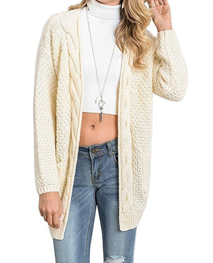 Damen Strickjacke Strukturiertes Muster Praktische Taschen Grau