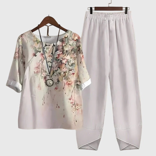 Damen Zweiteiliges Set Schmetterlings-Design Lockeres Oberteil und