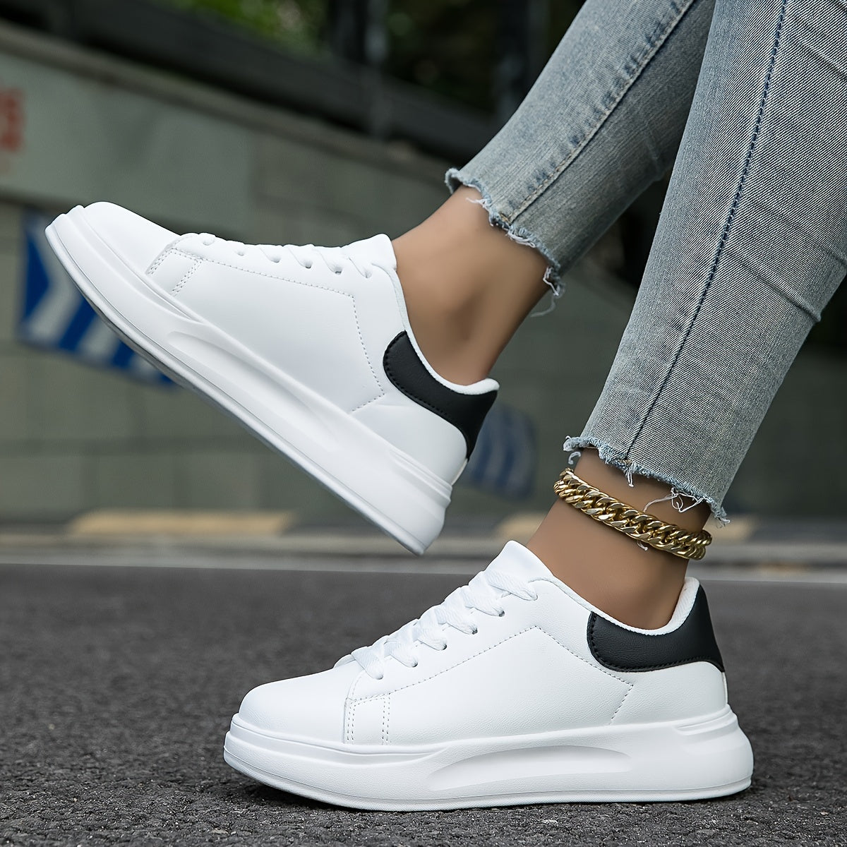 Damen Sneakers Weiße Casual Schuhe - Eveloria
