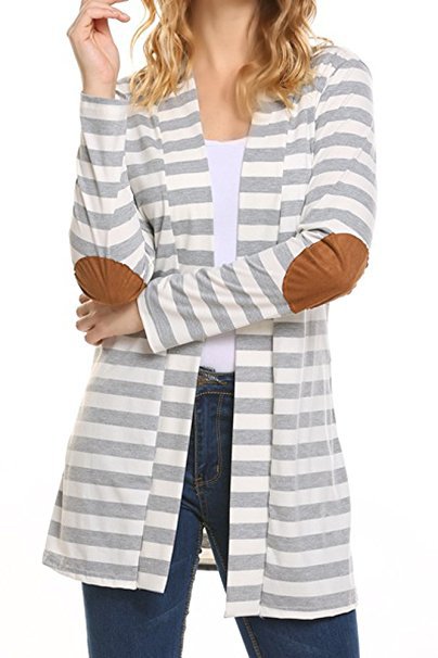 Damen Strickcardigan Lässig mit Ellbogenflicken