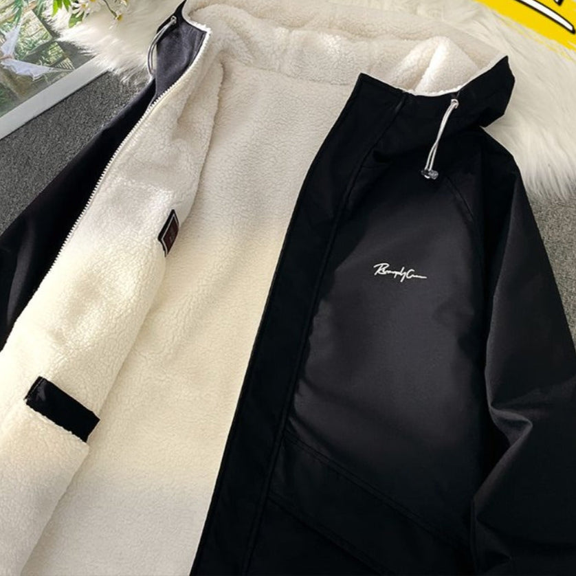 Herren Wendekapuzenjacke Fleece Schwarz - Eveloria