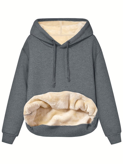Eveloria Damen Fleece-Hoodie Warm Beige