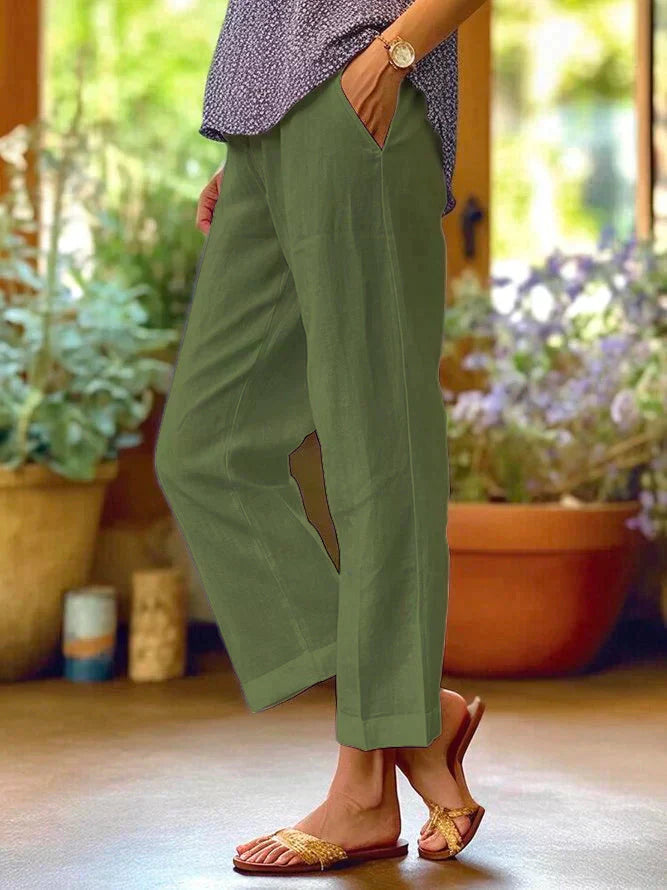 Eveloria Damen Sommerhose Leicht Beige