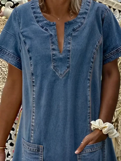 Damen Lässiges Sommerkleid mit Taschen