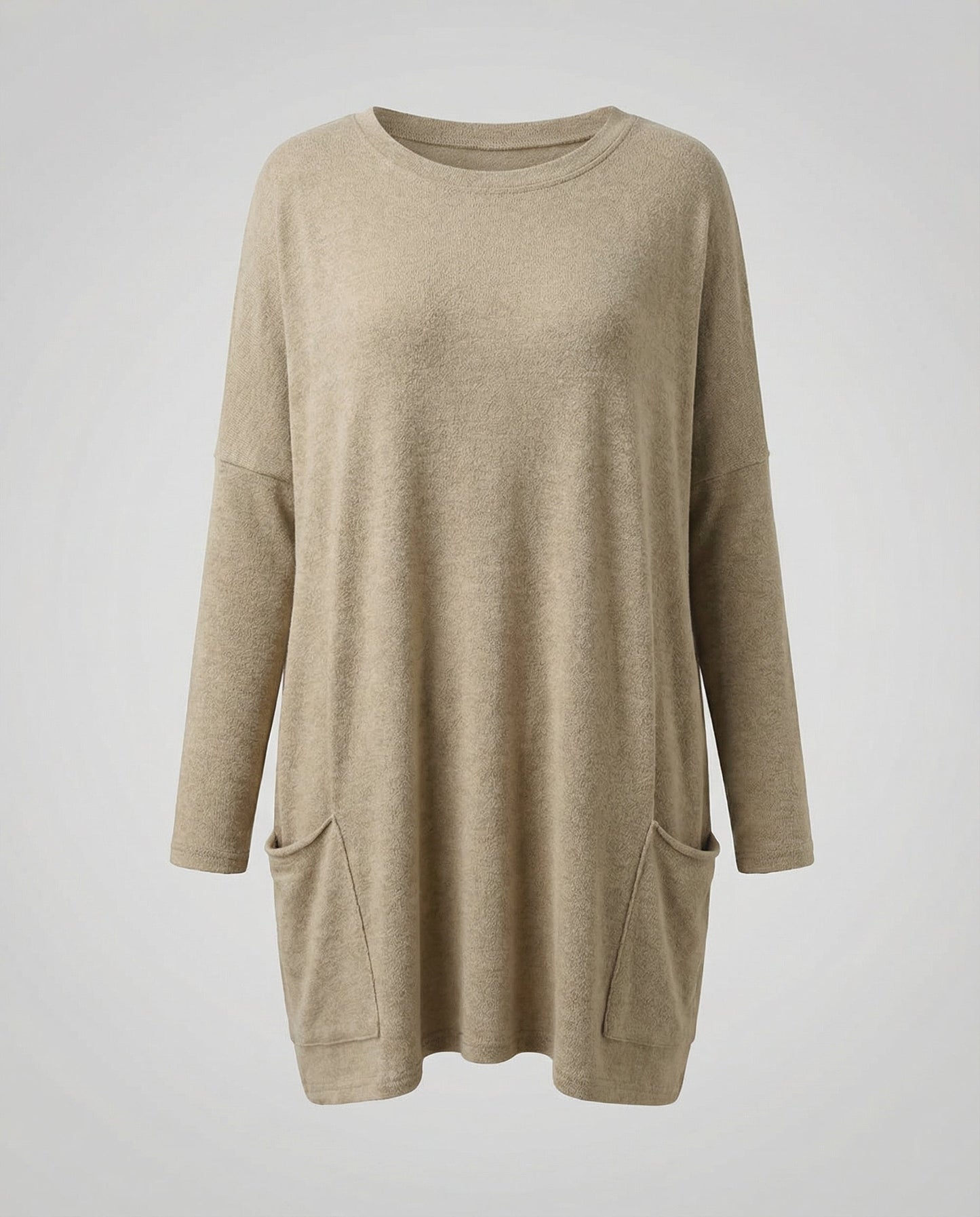 Damen Longpullover Lässig Baumwolle Beige