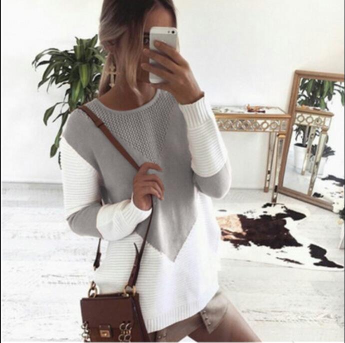 Damen Strickpullover Zickzackmuster Strukturierte Ärmel Eveloria