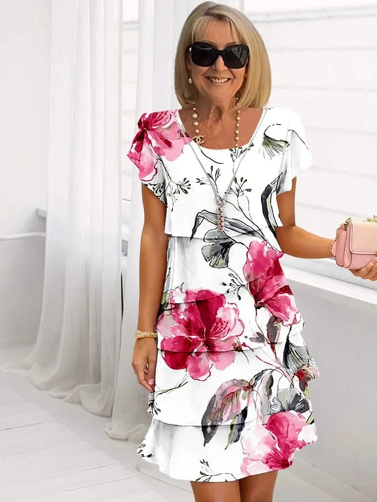 Eveloria Damen Rüschenkleid Mehrschichtig