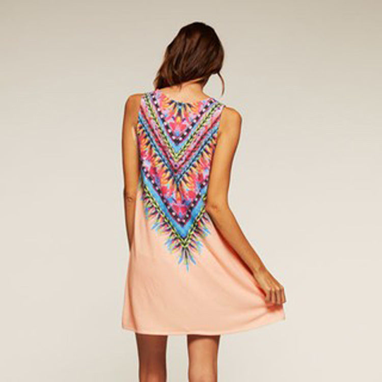 Damen Sommerkleid Bunt Geometrisch Locker