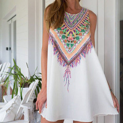 Damen Sommerkleid Bunt Geometrisch Locker