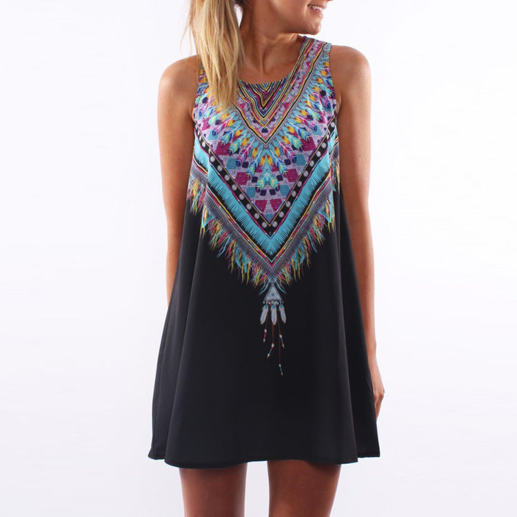 Damen Sommerkleid Bunt Geometrisch Locker - Eveloria
