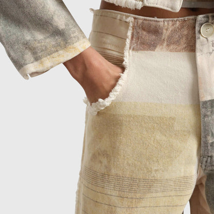 Damen Vintage-Jeans Hohe Taille Mit Print