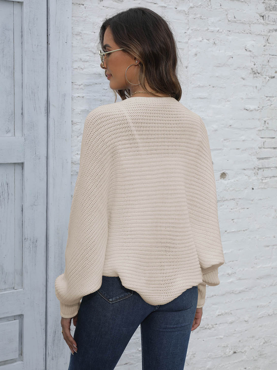 Eveloria Damen Offener Kurzcardigan Bat Sleeve