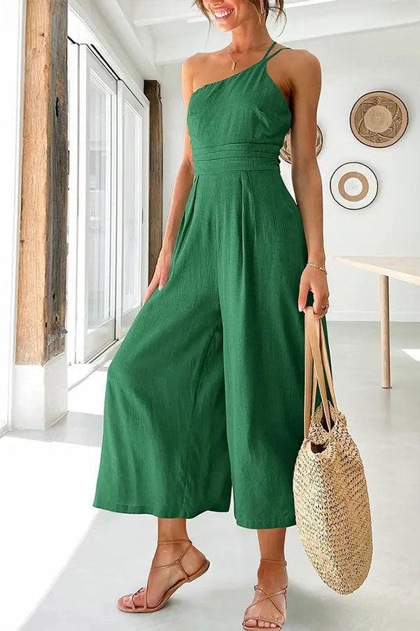 Eveloria Damen Ein-Schulter-Jumpsuit