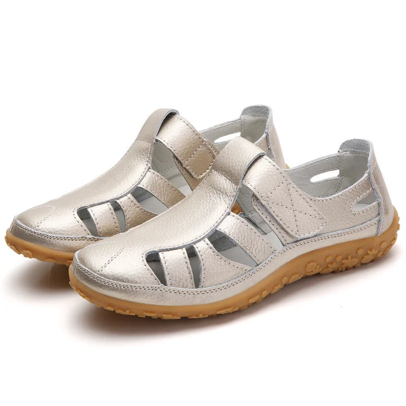 Eveloria Damen Sandalen Zeitlos Leder Braun
