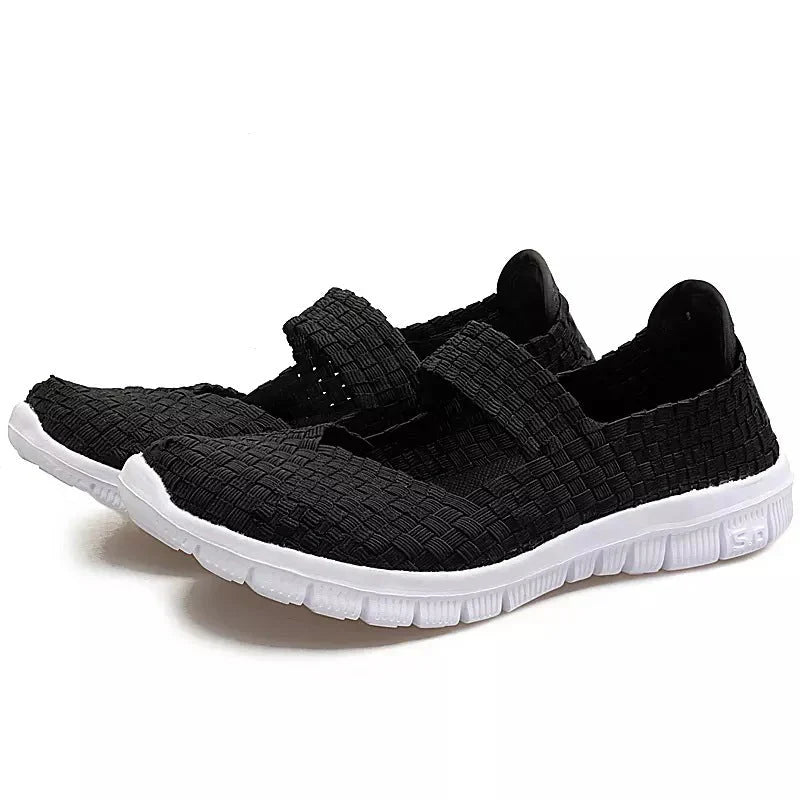 Elastische Damen Flache Schuhe Leicht Gewebt