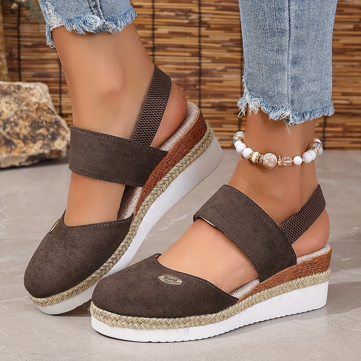 Damen Sandalen Plattform Rutschfest Elastisch