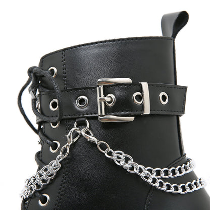 Eveloria Damen Stiefel Martens-Stil Hochhackig