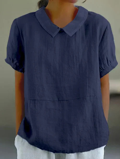 Eveloria Damen Bluse Baumwolle Einfarbig
