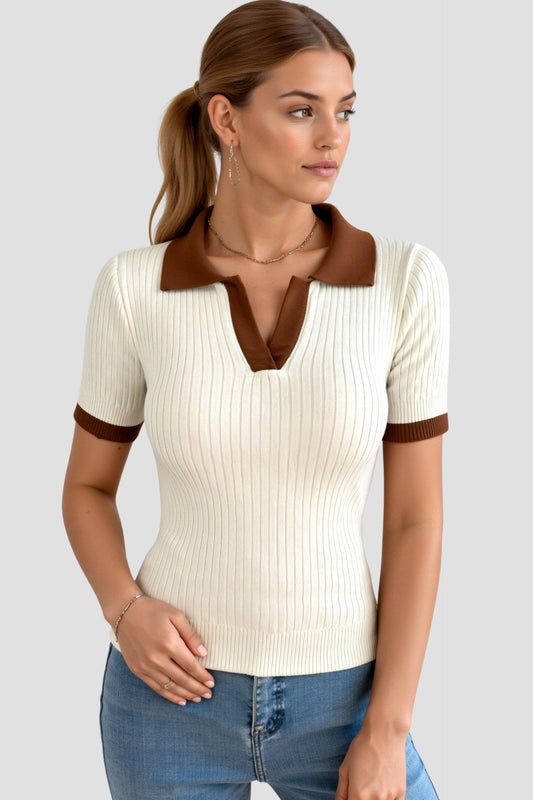Herren Polo-Shirt Blockfarbe Gestrickt Rundhals - Norvielle