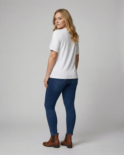 Damen Bluse V-Ausschnitt Weiß Sommer