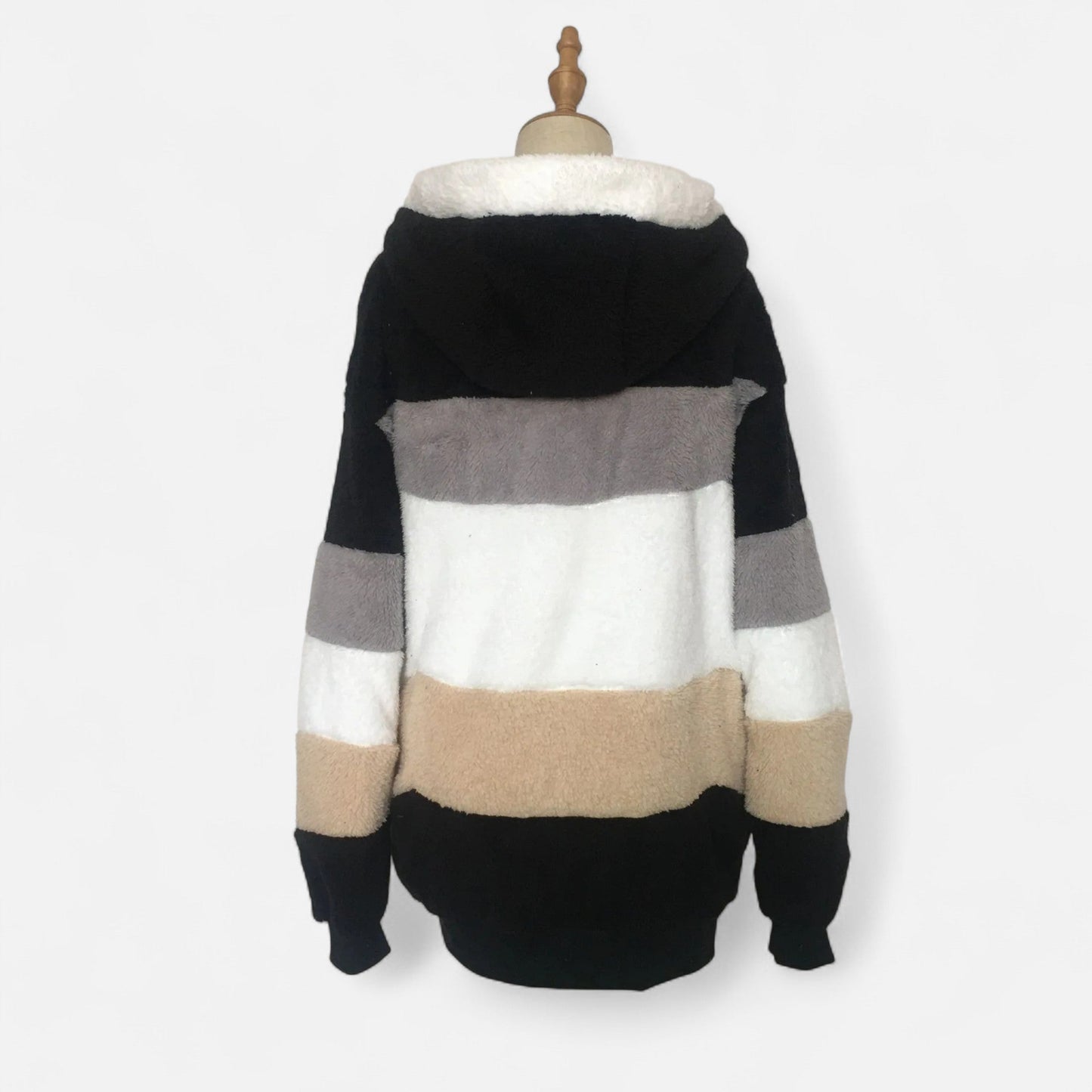 Damen Oversized Jacke mit Kapuze Gestreift