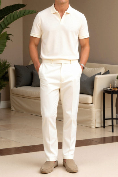 Herren Poloshirt Beige Elegantes Baumwollshirt