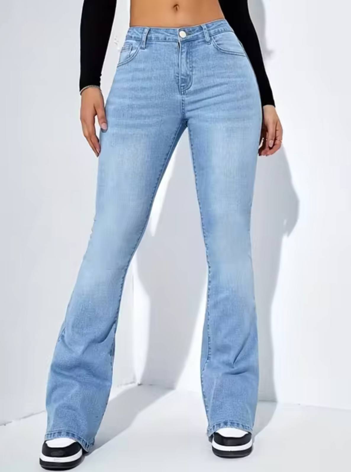 Eveloria Damen High-Waist-Schlagjeans