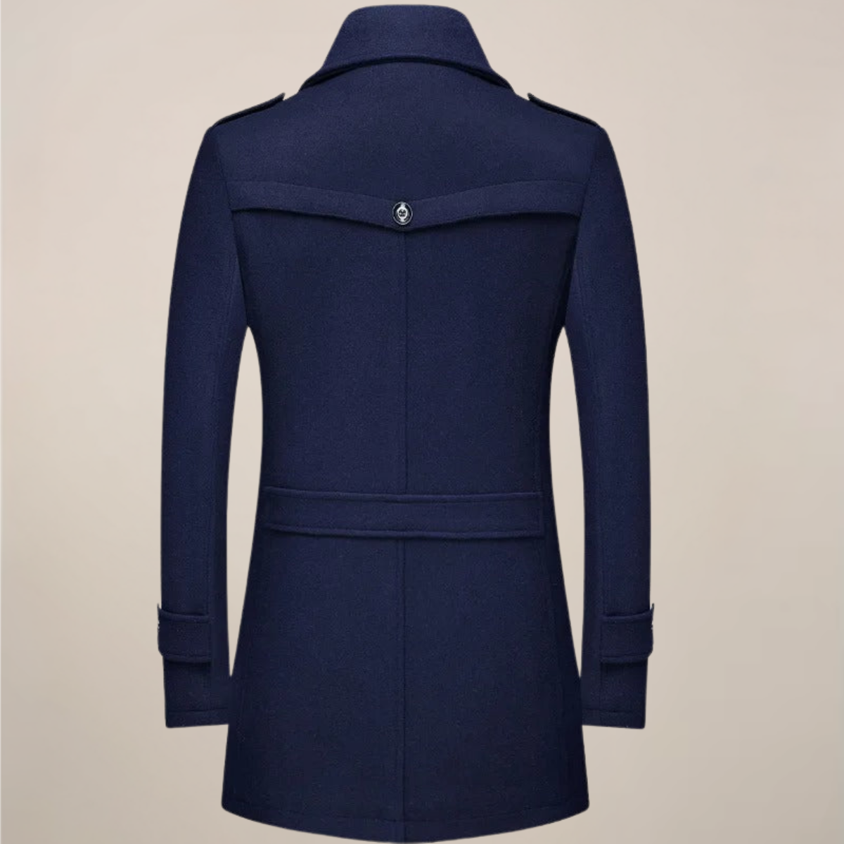 Herren Wintermantel Lang Knopfleiste Woll-Look