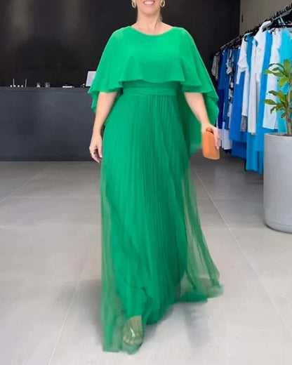 Damen Bodenlanges Abendkleid mit Cape-Ärmeln