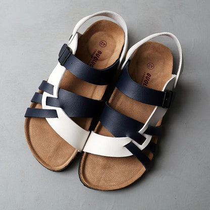 Eveloria Damen Sandalen Klassisch Leder Braun