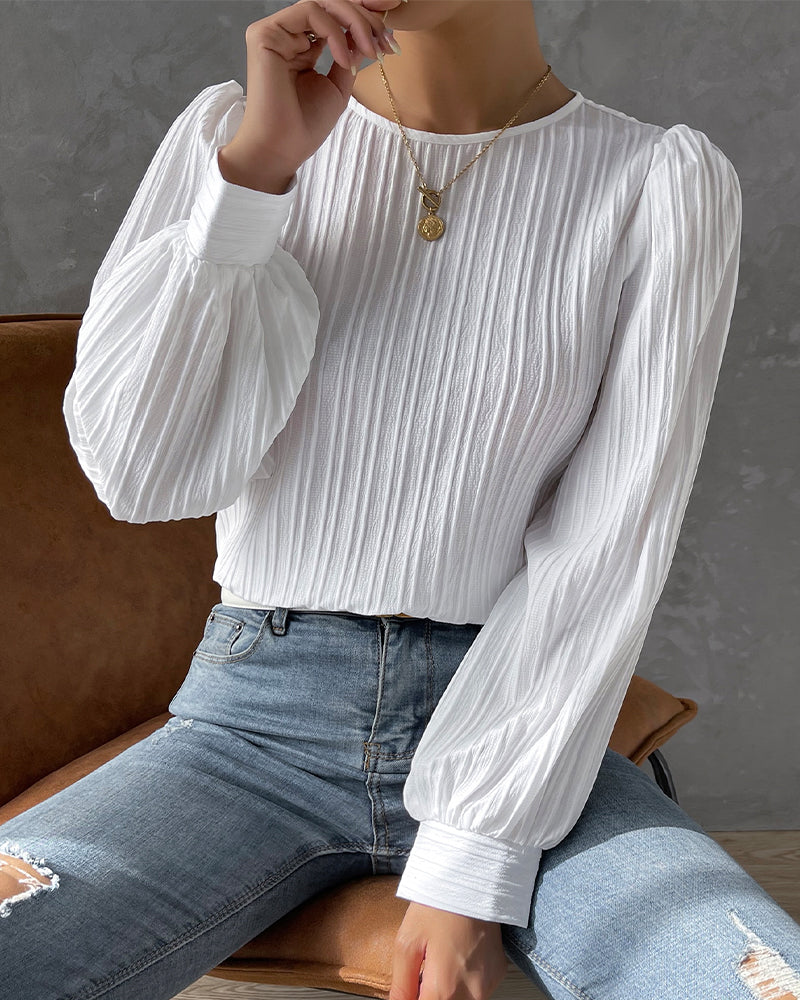 Eveloria Damen Elegant Shirt Rundhalsausschnitt