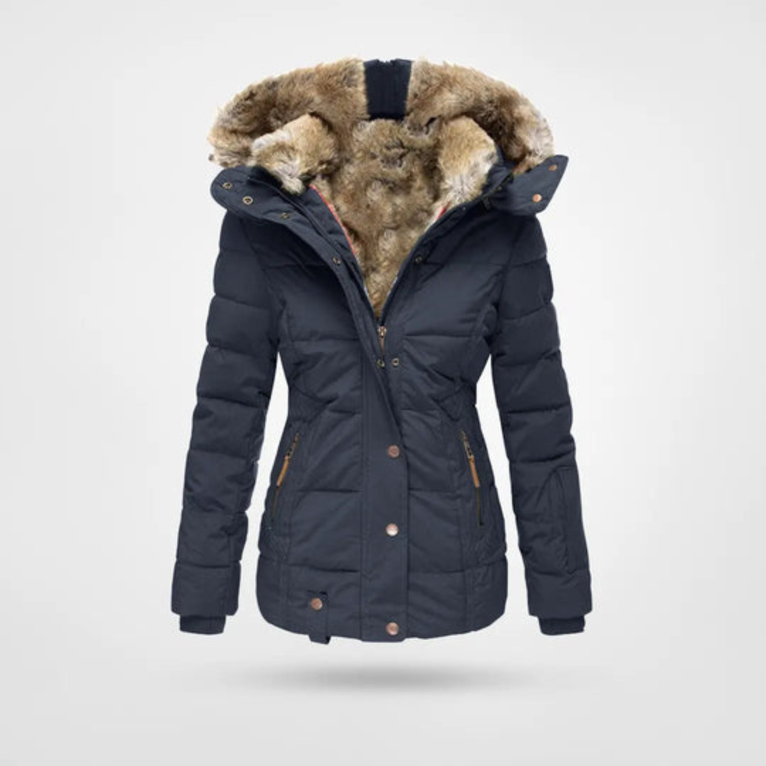 Damen Gepolsterte Winterjacke mit Kapuze Lang