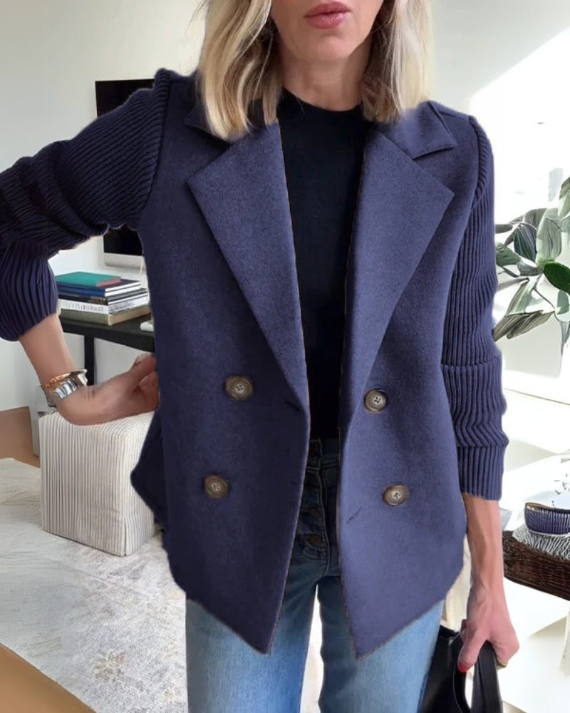Damen Knit-Blazer-Weste Klassisches Revers Bequem