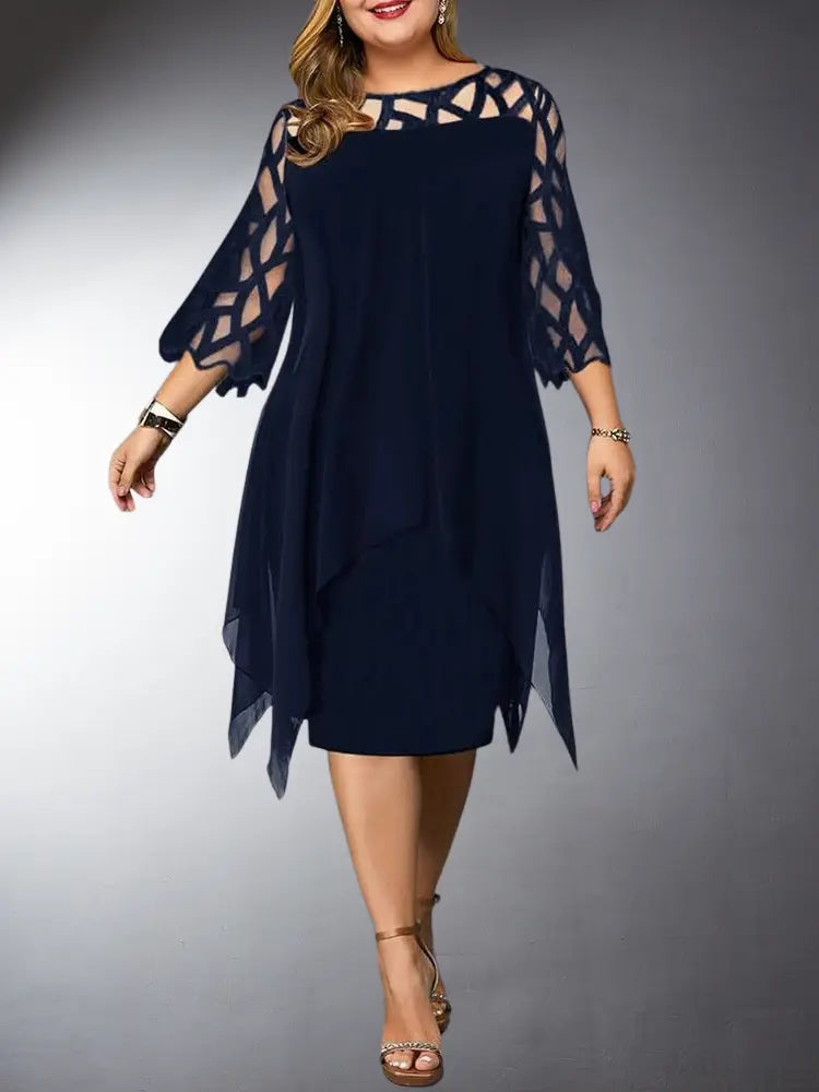 Eveloria Damen Midi-Kleid Spitze Plus Size Elegantes