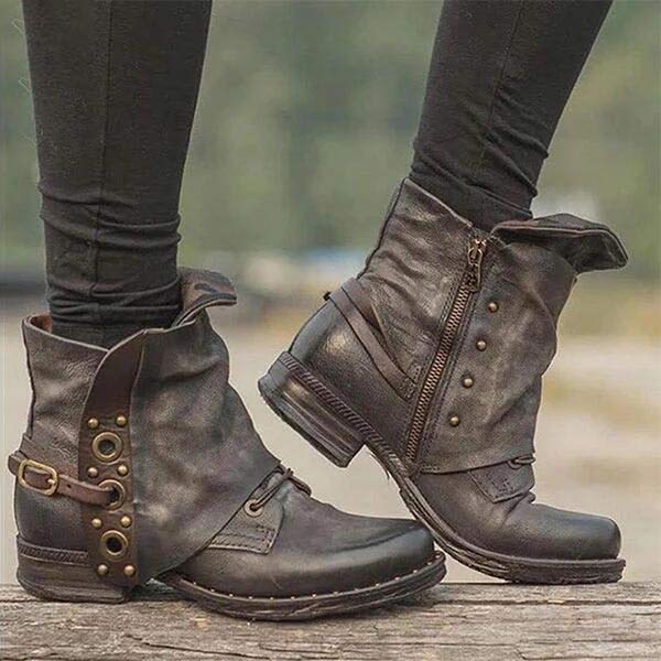 Eveloria Damen Stiefelette Rutschfest mit Seitenreißverschluss