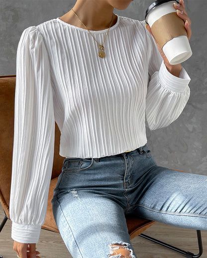 Eveloria Damen Elegant Shirt Rundhalsausschnitt