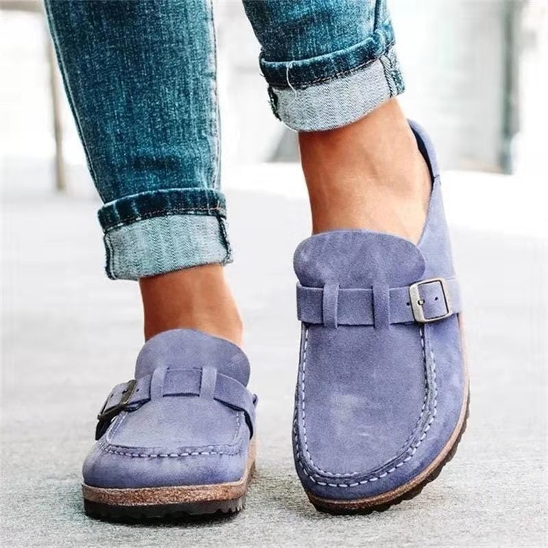 Damen Slip-On Loafer Schnalle Leder