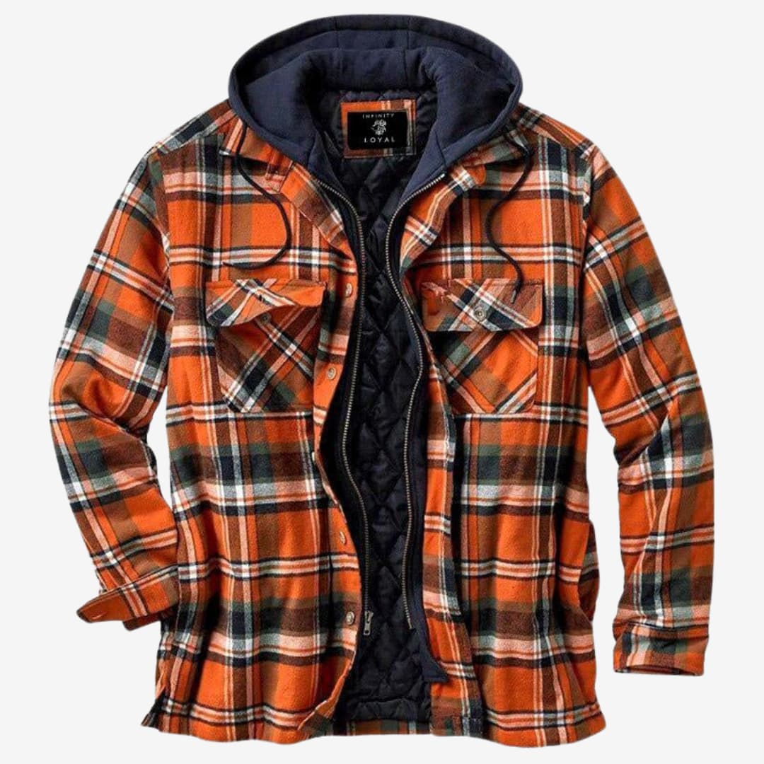 Herren Flanelljacke Kapuze Fleece Warm