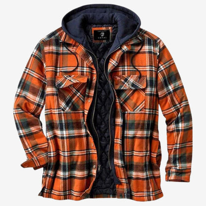 Herren Flanelljacke Kapuze Fleece Warm