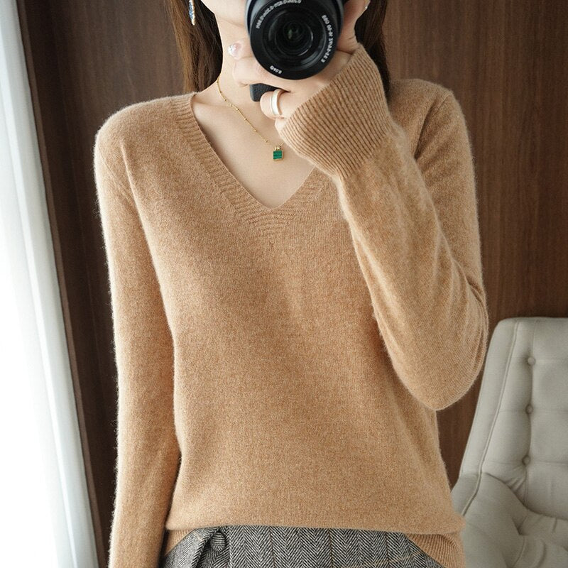 Eveloria Damen V-Ausschnitt Pullover