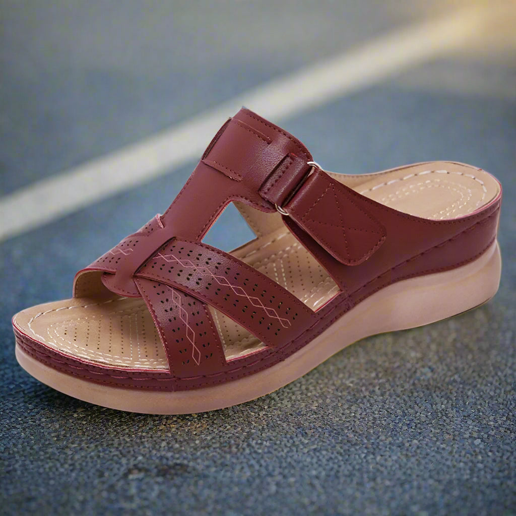 Damen Sommer-Sandalen Klettverschluss Offene Zehen Robustes Plateau