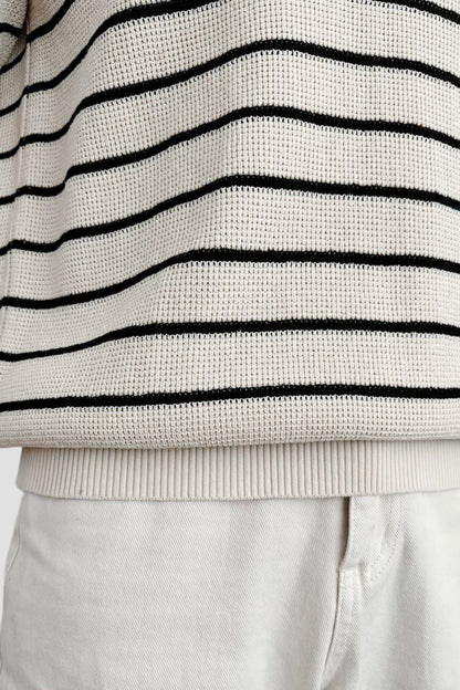 Herren Poloshirt Kurzärmelig Gestreift Blau-Weiß
