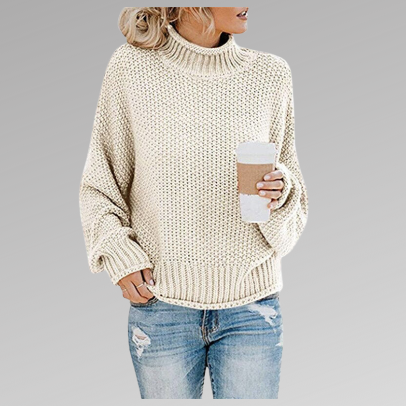 Damen Strickpullover Locker Baumwolle Beige