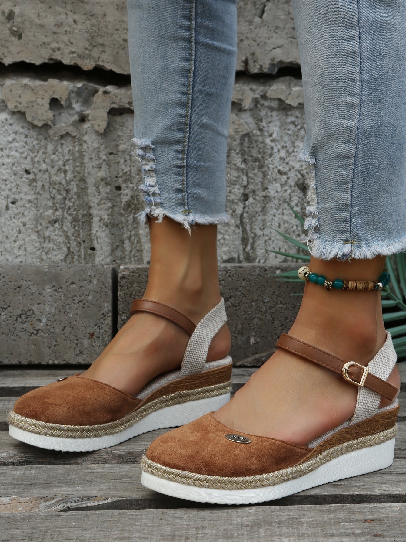 Eveloria Damen Orthopädische Espadrilles Braun