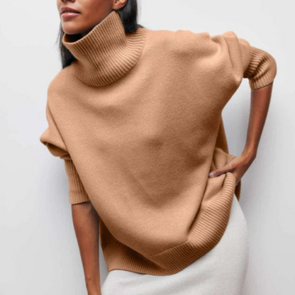 Eveloria Damen Oversized Strickpullover Stehkragen
